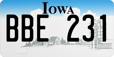 IA license plate BBE231