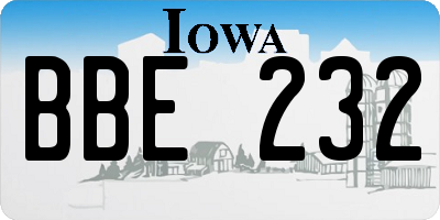 IA license plate BBE232