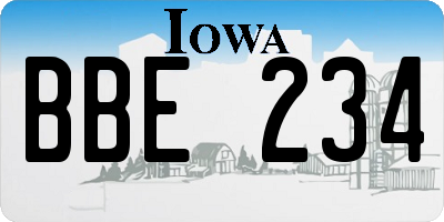 IA license plate BBE234