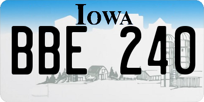 IA license plate BBE240