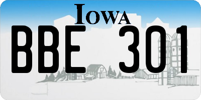 IA license plate BBE301