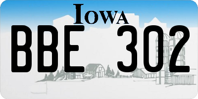 IA license plate BBE302