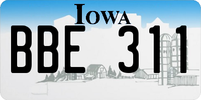IA license plate BBE311