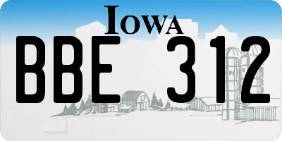 IA license plate BBE312