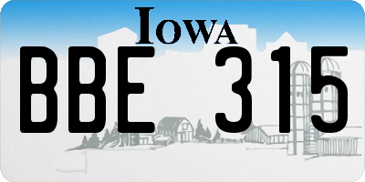 IA license plate BBE315