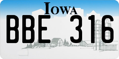 IA license plate BBE316
