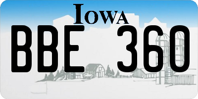 IA license plate BBE360