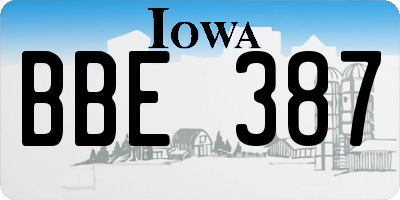 IA license plate BBE387