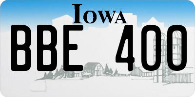 IA license plate BBE400