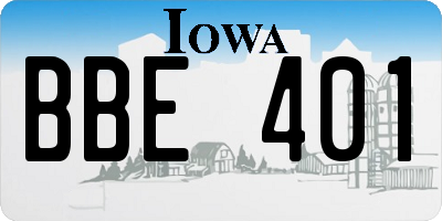 IA license plate BBE401