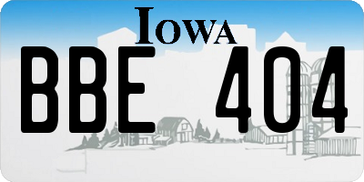 IA license plate BBE404