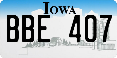 IA license plate BBE407