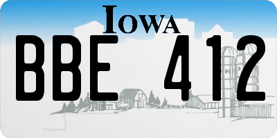 IA license plate BBE412