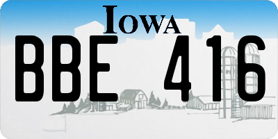 IA license plate BBE416