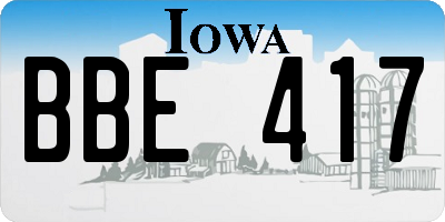 IA license plate BBE417