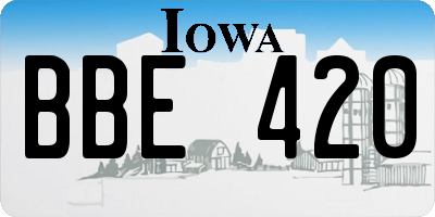 IA license plate BBE420