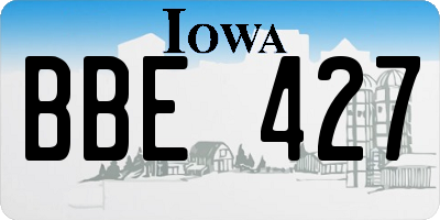 IA license plate BBE427