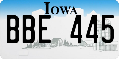 IA license plate BBE445