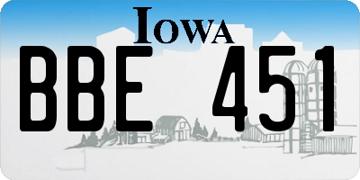 IA license plate BBE451