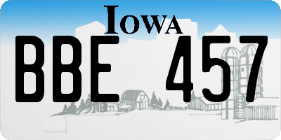 IA license plate BBE457