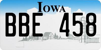 IA license plate BBE458