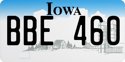IA license plate BBE460