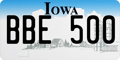 IA license plate BBE500