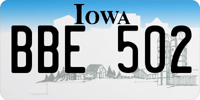 IA license plate BBE502