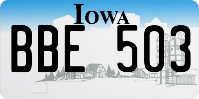 IA license plate BBE503