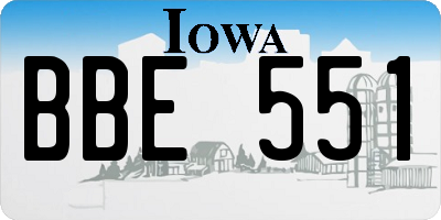 IA license plate BBE551