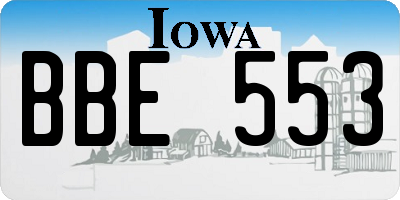 IA license plate BBE553