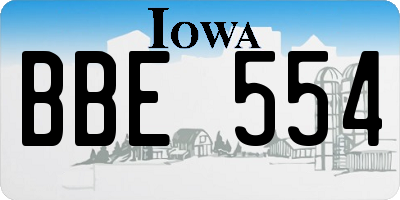 IA license plate BBE554