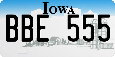 IA license plate BBE555