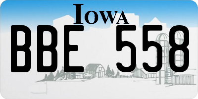 IA license plate BBE558