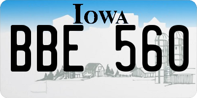 IA license plate BBE560