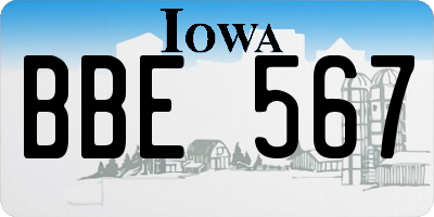 IA license plate BBE567