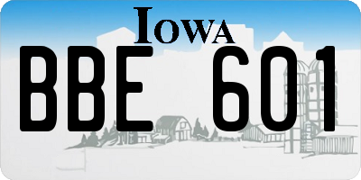 IA license plate BBE601