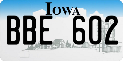 IA license plate BBE602