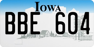 IA license plate BBE604