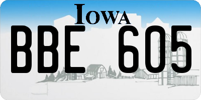 IA license plate BBE605