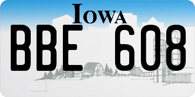IA license plate BBE608
