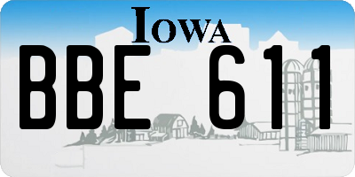 IA license plate BBE611