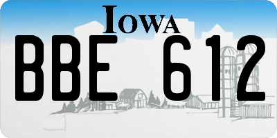IA license plate BBE612