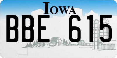 IA license plate BBE615