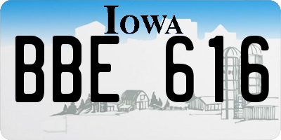 IA license plate BBE616