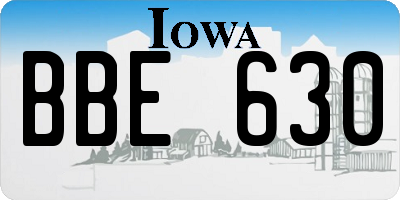 IA license plate BBE630
