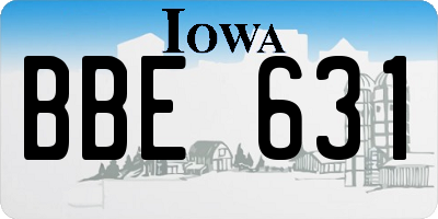 IA license plate BBE631