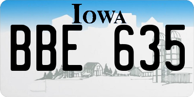 IA license plate BBE635