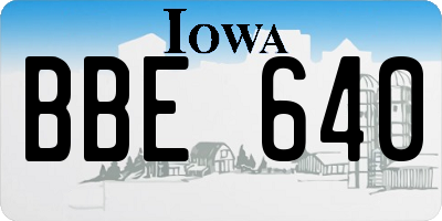 IA license plate BBE640