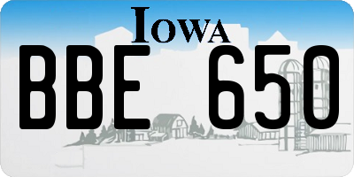 IA license plate BBE650